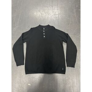 Smartwool Men's Lathrop Sweater Black Size Large Button Neck Wool PILLED